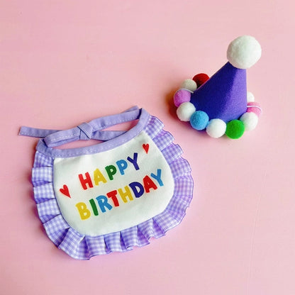 Happy Birthday Pet Party Hat & Bib – Cute Birthday Outfit for Dogs & Cats