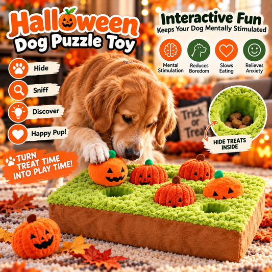 🎃 Halloween Pumpkin Patch Dog Puzzle Toy