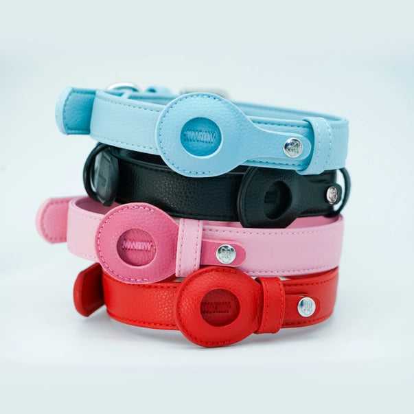 SmartTrack AirTag Dog Collar - Premium Vegan Leather with Built-In Tracker Holder