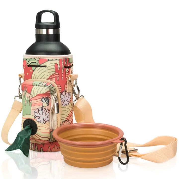 3-in-1 Dog Water Bottle Carrier with Collapsible Bowl & Poop Bag Dispenser – Portable Pet Hydration Travel Set