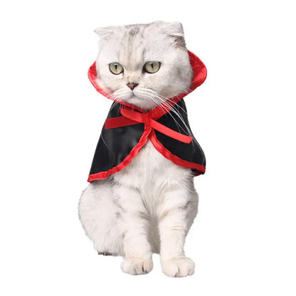 Halloween Cat Costume Cape – Vampire & Pumpkin Witch Cape with Hat, Halloween Pet Costume for Cats & Small Dogs
