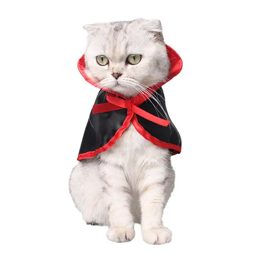 Halloween Cat Costume Cape – Vampire & Pumpkin Witch Cape with Hat, Halloween Pet Costume for Cats & Small Dogs