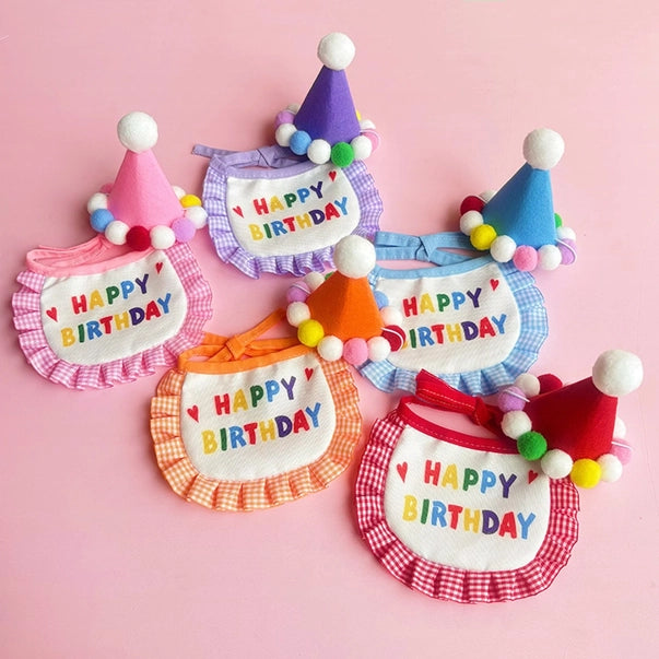 Happy Birthday Pet Party Hat & Bib – Cute Birthday Outfit for Dogs & Cats