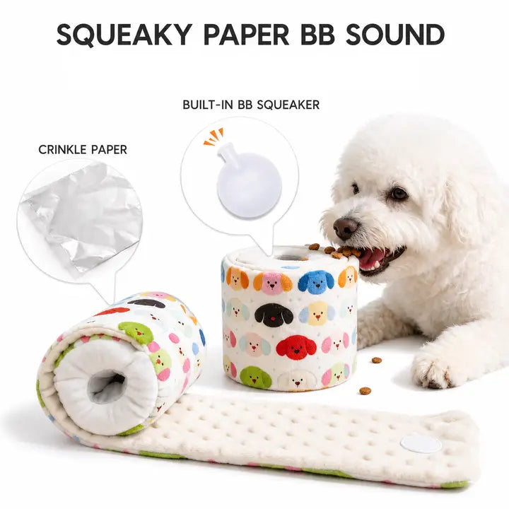 Dog Snuffle Roll Toy – Squeaky Treat Puzzle for Dogs