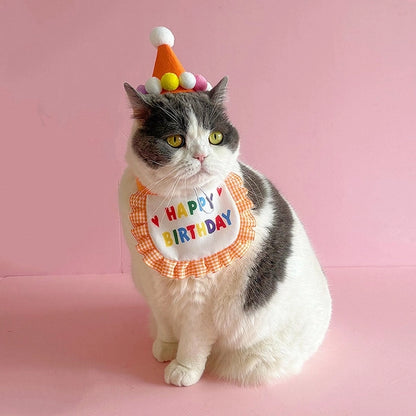 Happy Birthday Pet Party Hat & Bib – Cute Birthday Outfit for Dogs & Cats
