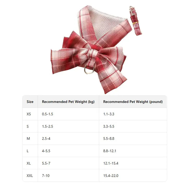 Bow Dog Harness with Leash - Stylish Fashion Harness for Small Dogs