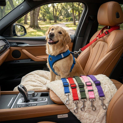 Dog Car Seat Belt Safety Harness – Adjustable Pet Vehicle Tether