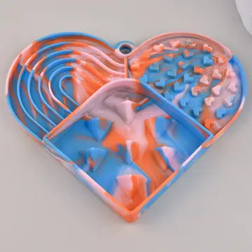 Heart-Shaped Silicone Slow Feeder Mat for Dogs & Cats | 3-in-1 Enrichment Lick Mat