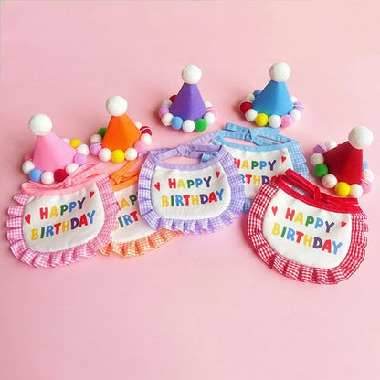 Happy Birthday Pet Party Hat & Bib – Cute Birthday Outfit for Dogs & Cats