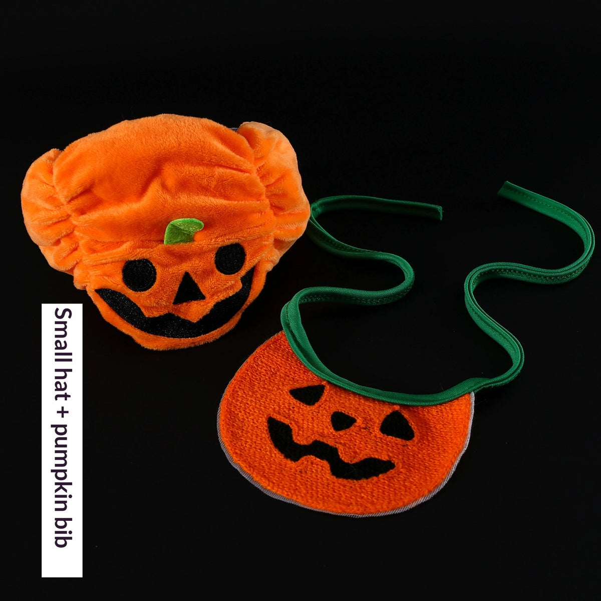 Pumpkin Hat & Ghost Bib Set for Cats and Dogs – Halloween Pet Costume Headwear with Bandana