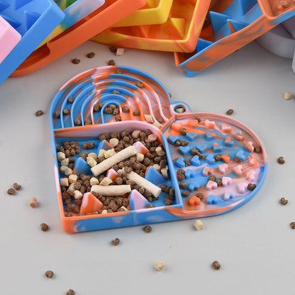 Heart-Shaped Silicone Slow Feeder Mat for Dogs & Cats | 3-in-1 Enrichment Lick Mat