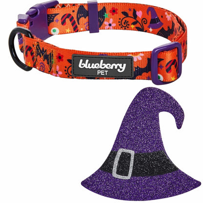 Halloween Charm Collar for Dogs – Jack-O'-Lantern & Witch Hat Designs