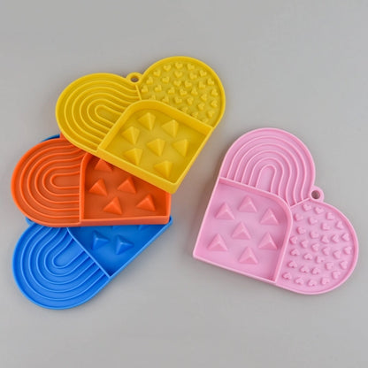 Heart-Shaped Silicone Slow Feeder Mat for Dogs & Cats | 3-in-1 Enrichment Lick Mat