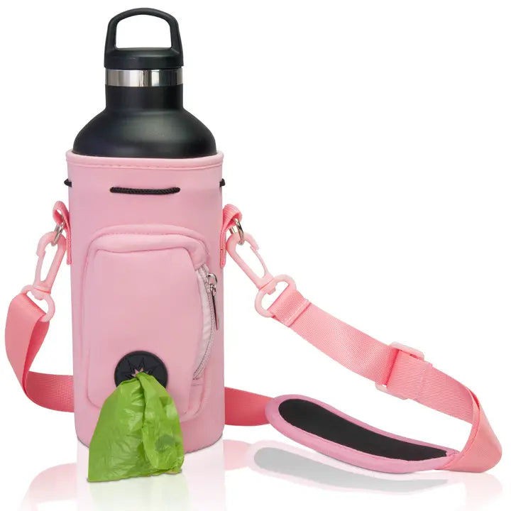 3-in-1 Dog Water Bottle Carrier with Collapsible Bowl & Poop Bag Dispenser – Portable Pet Hydration Travel Set