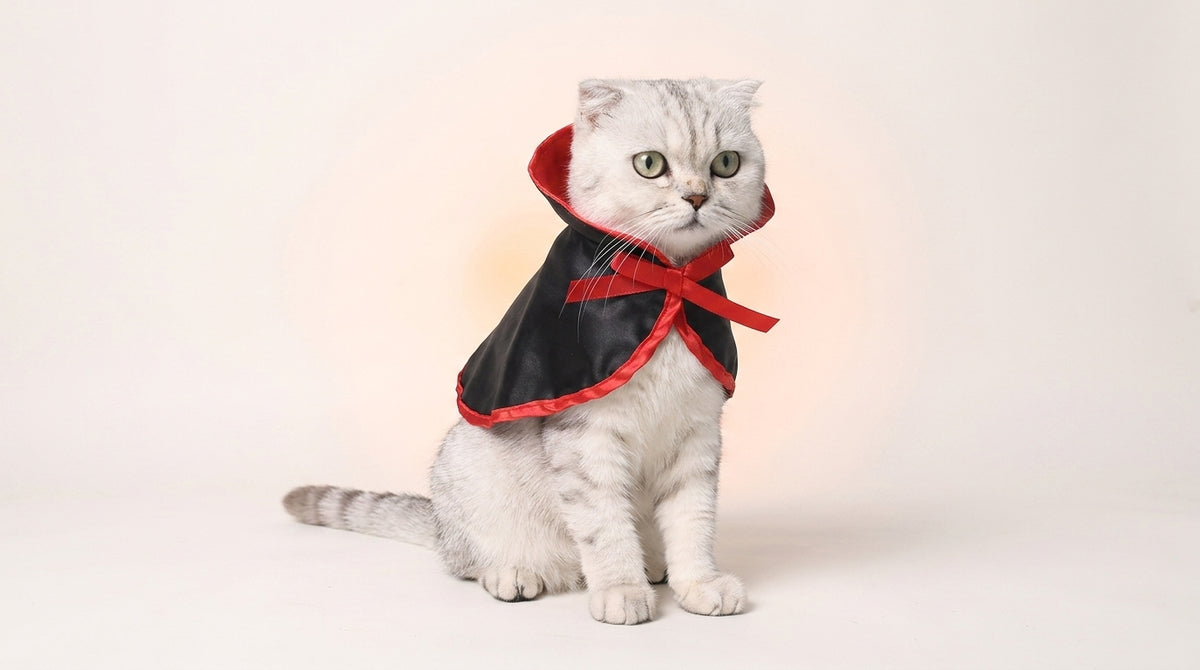 Halloween Cat Costume Cape – Vampire & Pumpkin Witch Cape with Hat, Halloween Pet Costume for Cats & Small Dogs