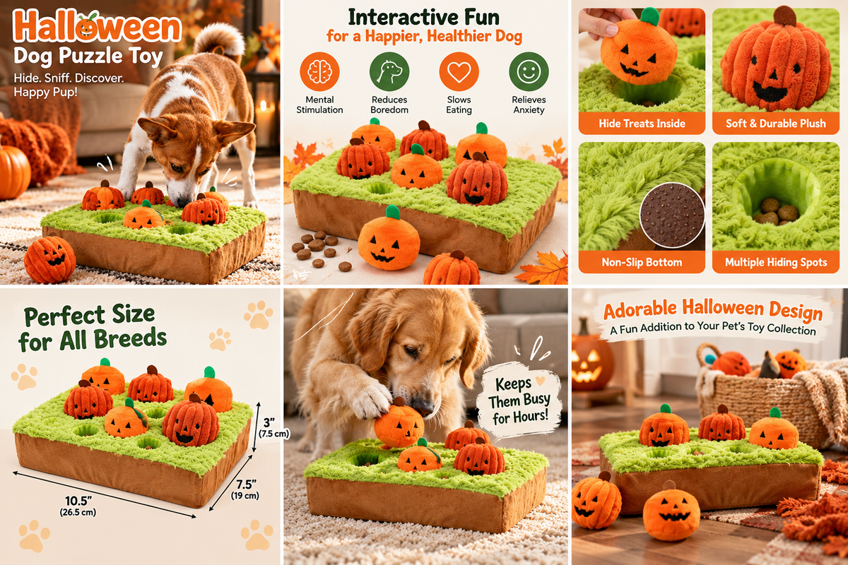 🎃 Halloween Pumpkin Patch Dog Puzzle Toy