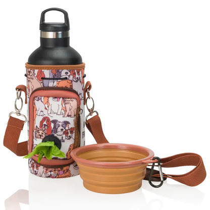 3-in-1 Dog Water Bottle Carrier with Collapsible Bowl & Poop Bag Dispenser – Portable Pet Hydration Travel Set