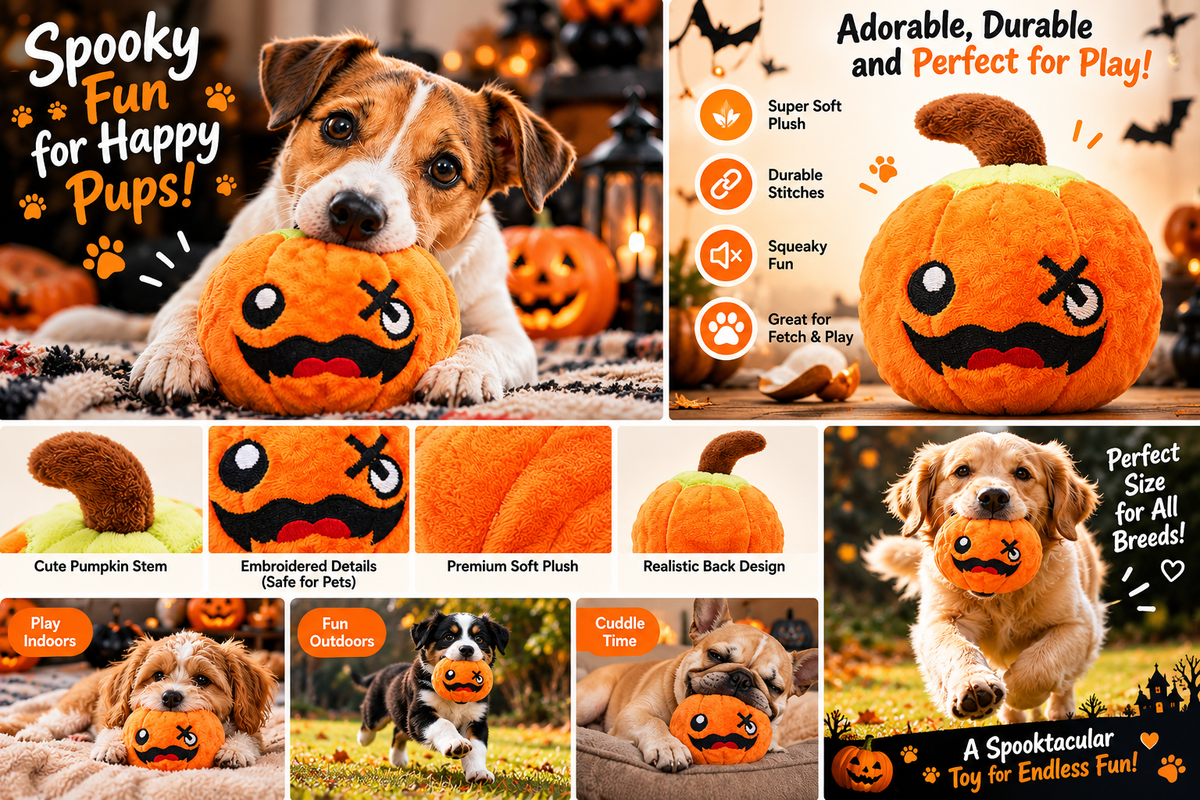 🎃 Halloween Pumpkin Plush Dog Toy Spooky Fun for Happy Pups!