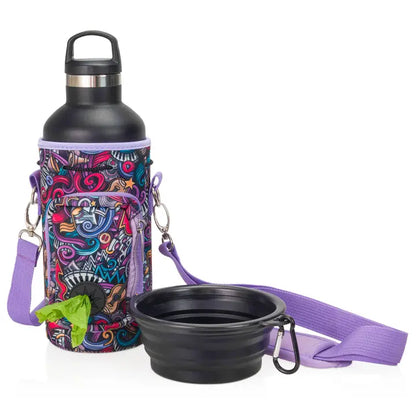 3-in-1 Dog Water Bottle Carrier with Collapsible Bowl & Poop Bag Dispenser – Portable Pet Hydration Travel Set